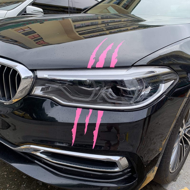 YGMONER Claw Mark Car Decals, 16 Inch Car Headlight Stickers, Monster Claw Scratch Sticker for Dodge Challenger Charger, Pack of 2 (Pink) - Image 4